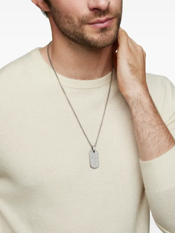 David Yurman Sterling Silver Chevron Diamond Tag (35mm) | Silver