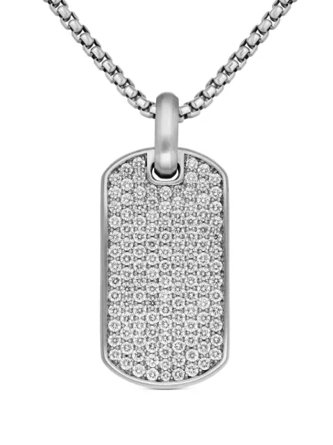 David Yurman sterling silver Chevron diamond tag (35mm)