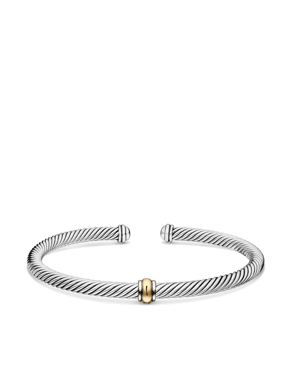 David Yurman 18kt yellow gold and sterling silver Classic Cable Station Bracelet (4mm)