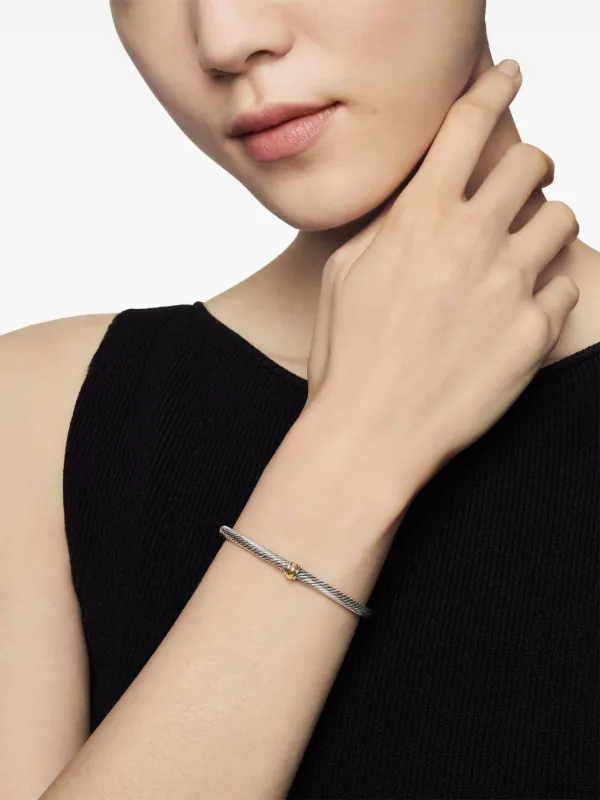 David Yurman 18kt Yellow Gold Cable Classics Centre Station Bracelet Women Sterling Silver 18kt Yellow Gold L