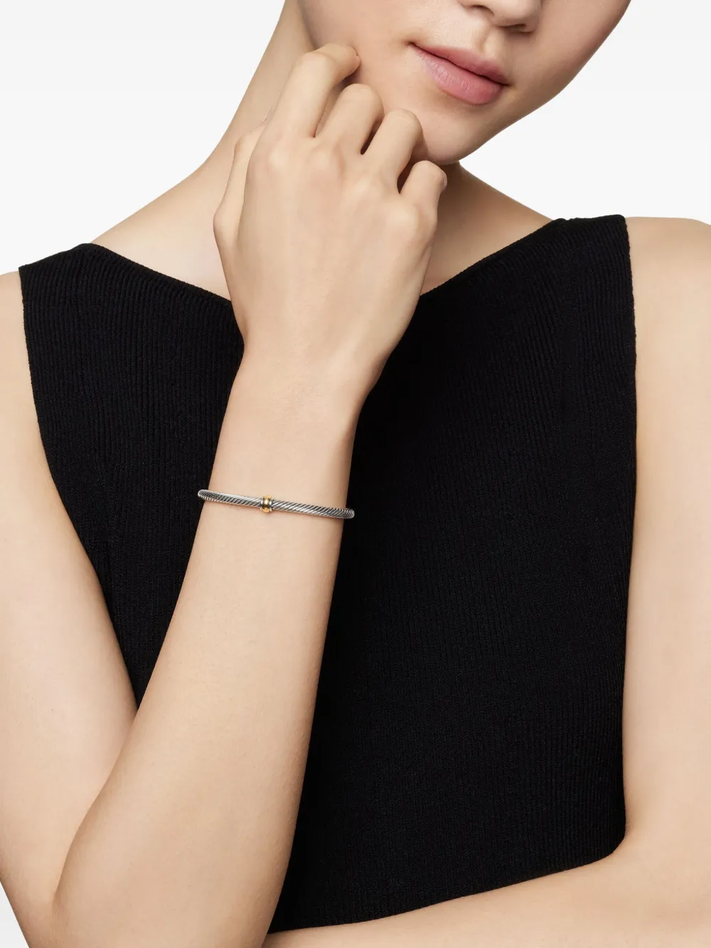 David Yurman  18kt yellow gold and sterling silver Classic Cable Station Bracelet (4mm) | Image 2