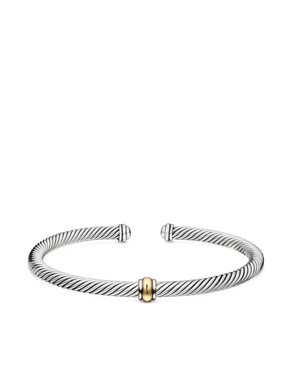 18kt Yellow Gold And Sterling Silver Classic Cable Station Bracelet (4mm)
