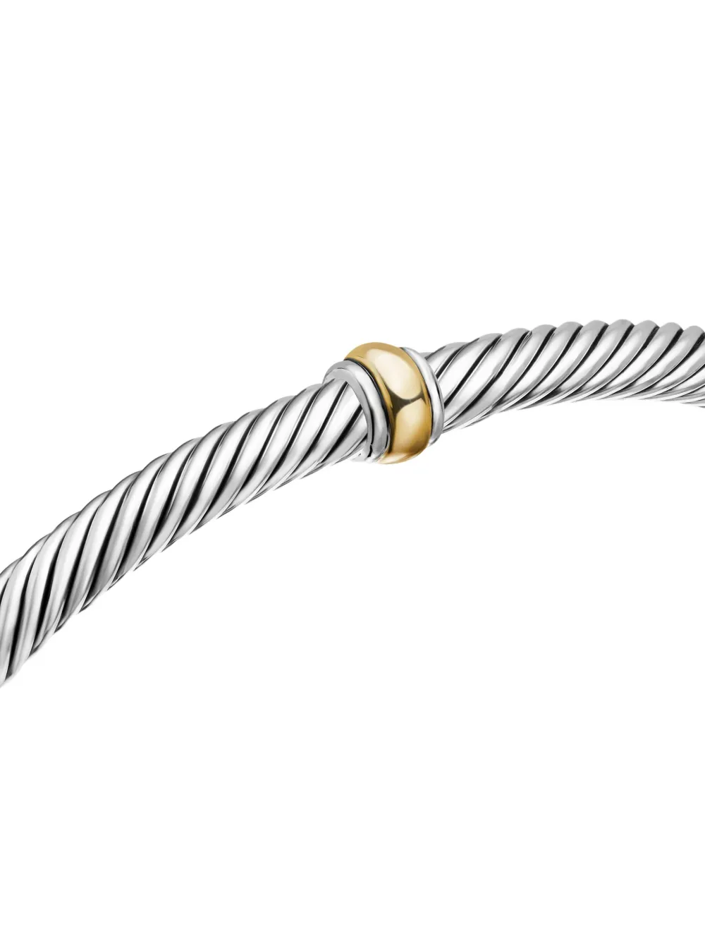 18kt Yellow Gold And Sterling Silver Classic Cable Station Bracelet (4mm)