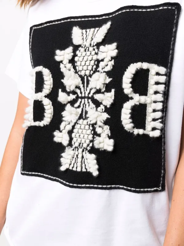 BARRIE(バリー)☆関税込 カシミヤ Bロゴパッチ 半袖 Tシャツ Barrie Bロゴ Tシャツ | ホワイト | FARFETCH JP