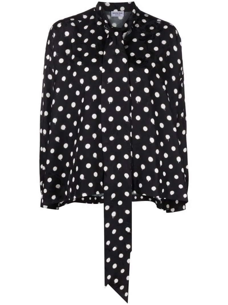 Balenciaga polka dot pussy-bow blouse 