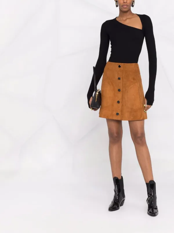 lined suede mini skirt