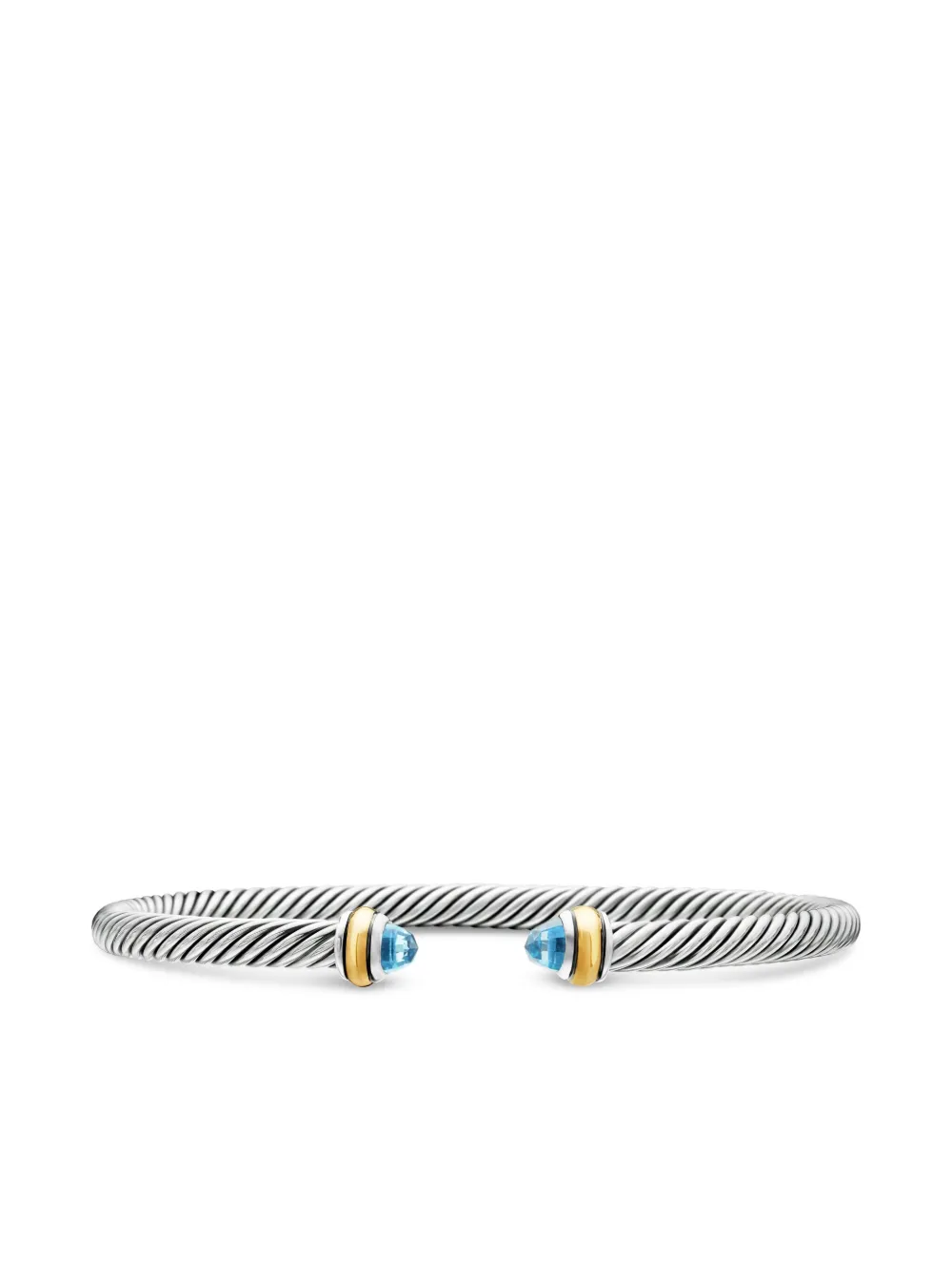 David Yurman クラシック ケーブル ブルートパーズ ブレスレット 4mm 14Kイエローゴールド&スターリングシルバー - David Yurman クラシック ケーブル ブルートパーズ ブレスレット 4mm 14Kイエローゴールド&スターリングシルバー -