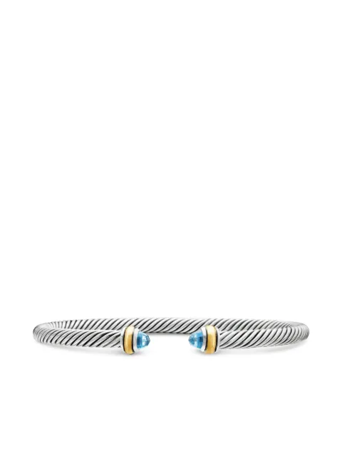 David Yurman 18kt yellow gold and sterling silver Classic blue topaz Cable bracelet (4mm)