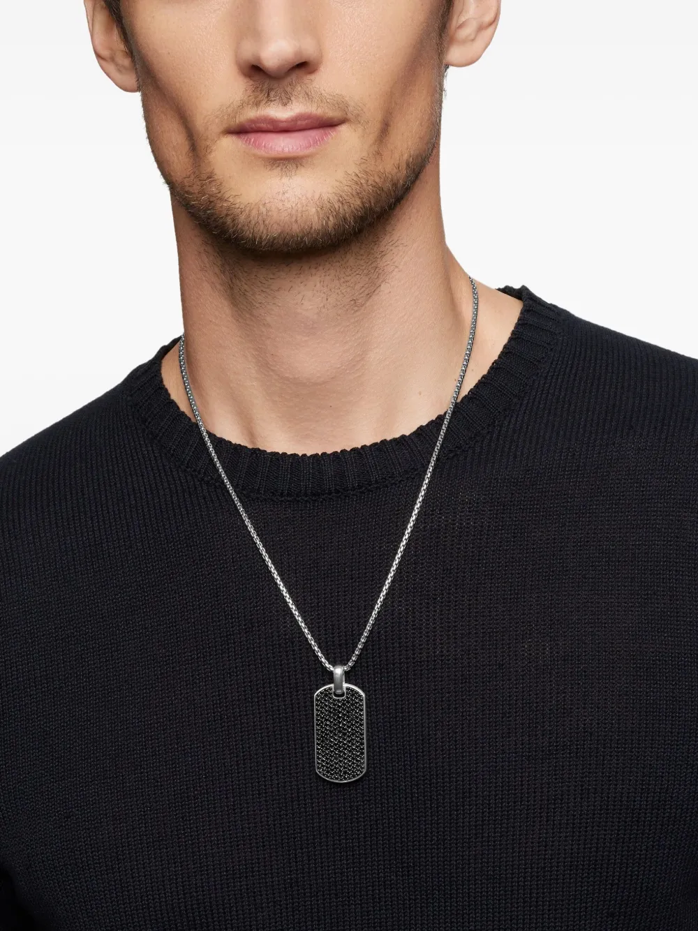 David Yurman sterling silver Chevron diamond tag (42mm) | Image 2