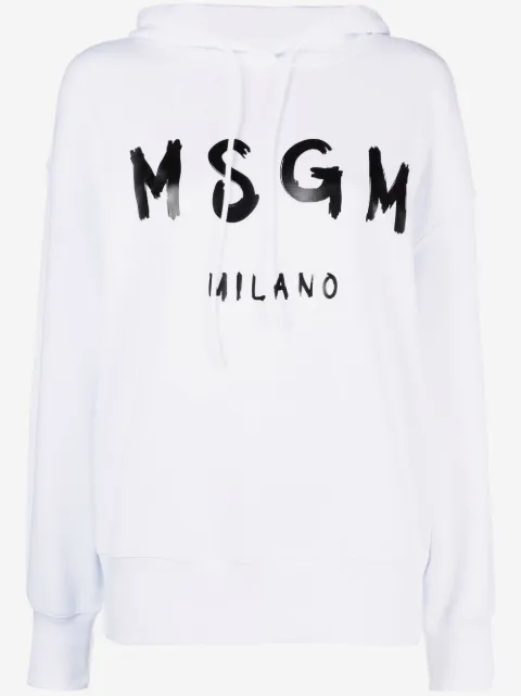 MSGM logo-print cotton hoodie