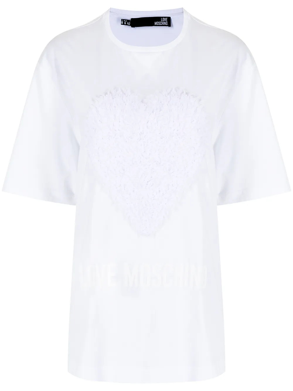 

Love Moschino playera con motivo de corazón y logo - Blanco