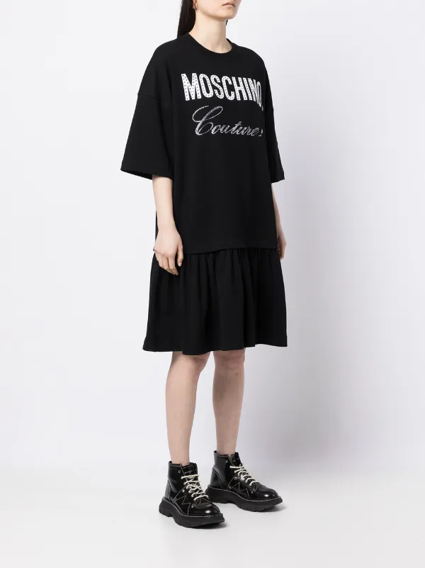Shop Moschino logo-print T-shirt dress 