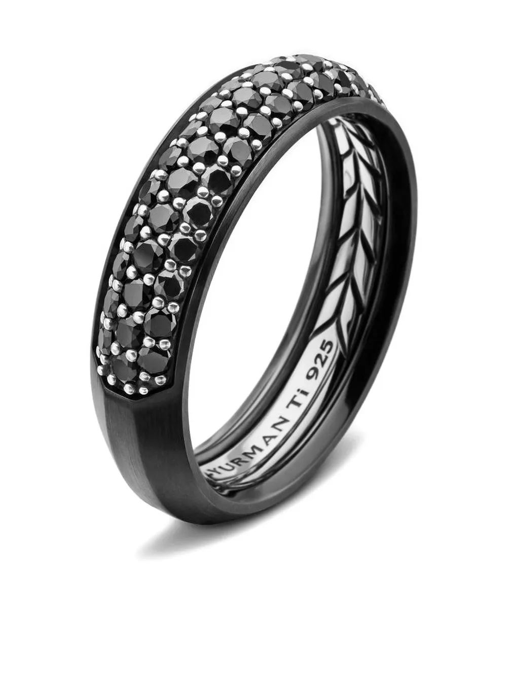 David Yurman Titanium Black Diamond Ring In Black