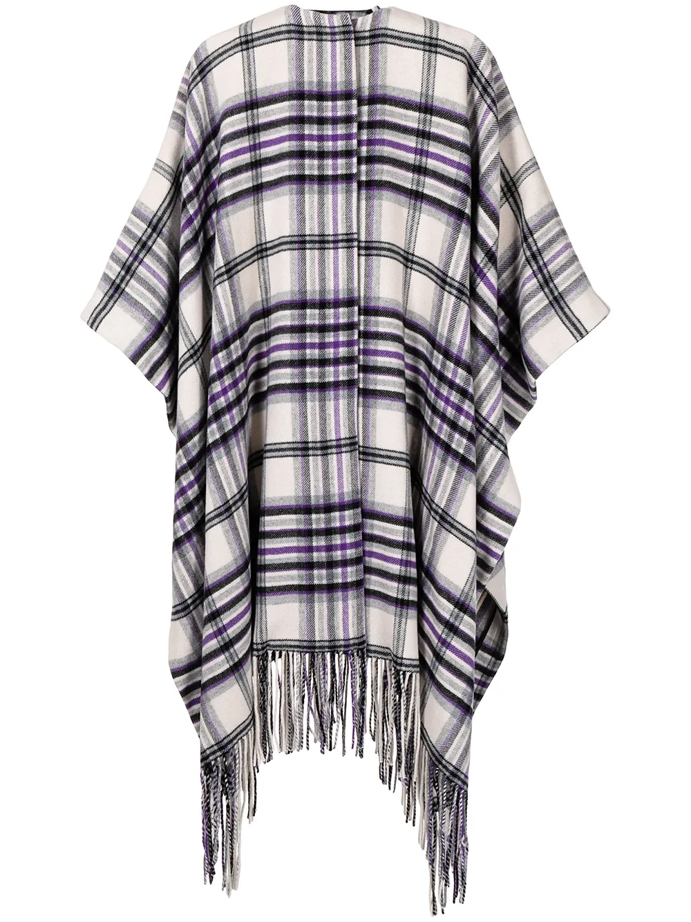 

MSGM check-print fringed cape - Multicolour