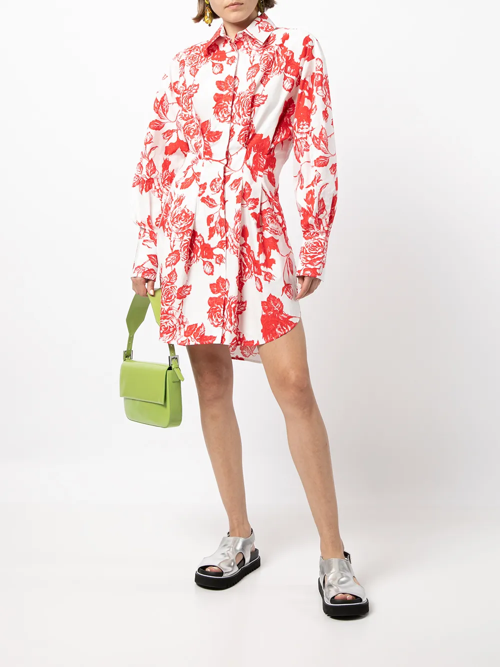 MSGM Blousejurk met roosprint Wit