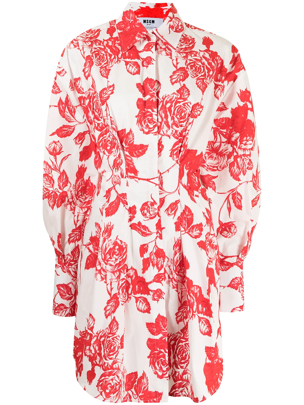 MSGM Blousejurk met roosprint Wit