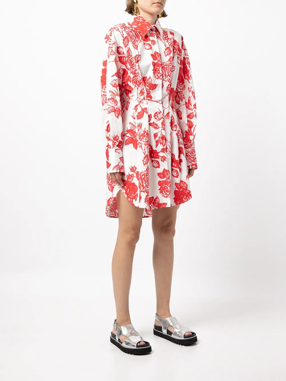 MSGM Blousejurk met roosprint Wit