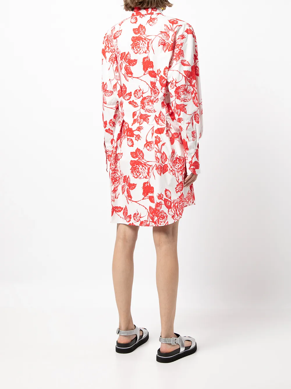 MSGM Blousejurk met roosprint Wit
