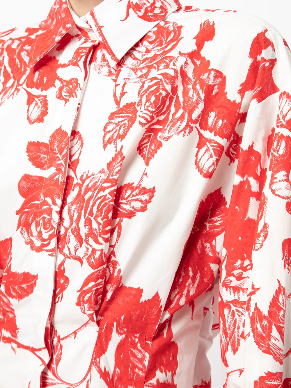 MSGM Blousejurk met roosprint Wit
