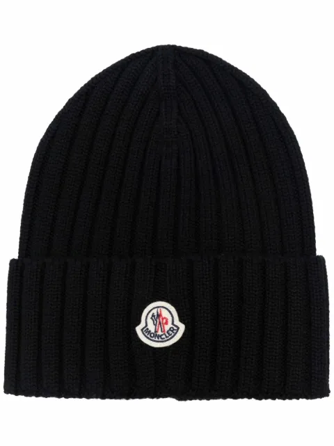 Moncler rib-knit logo beanie
