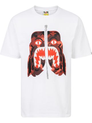 Bape half shark cheap half tiger tee