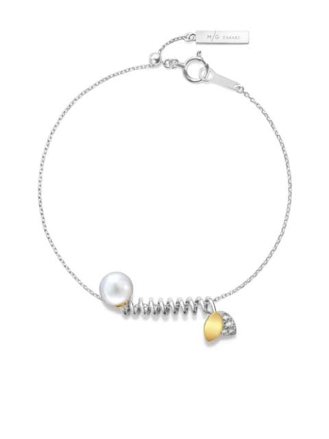 TASAKI 18kt gold M/G TASAKI Floret diamond akoya pearl bracelet