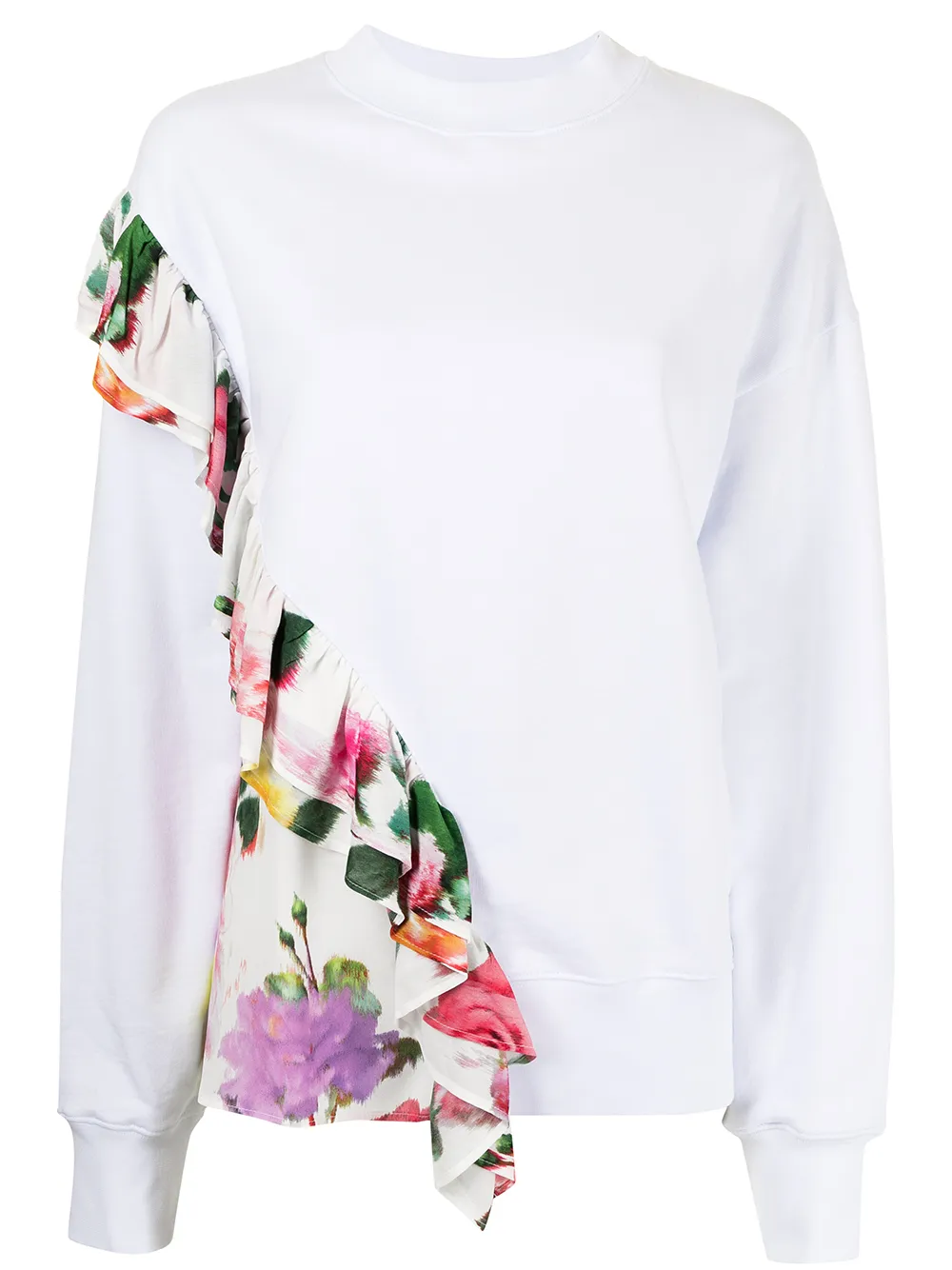 

MSGM sudadera con volantes y motivo floral - Blanco