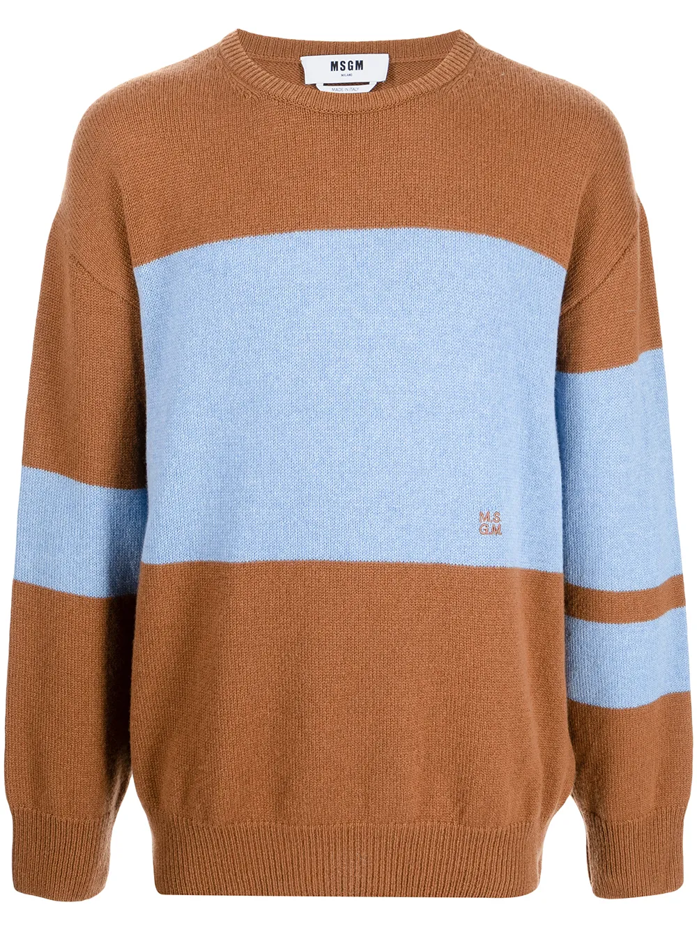 

MSGM embroidered-logo crew-neck jumper - Brown