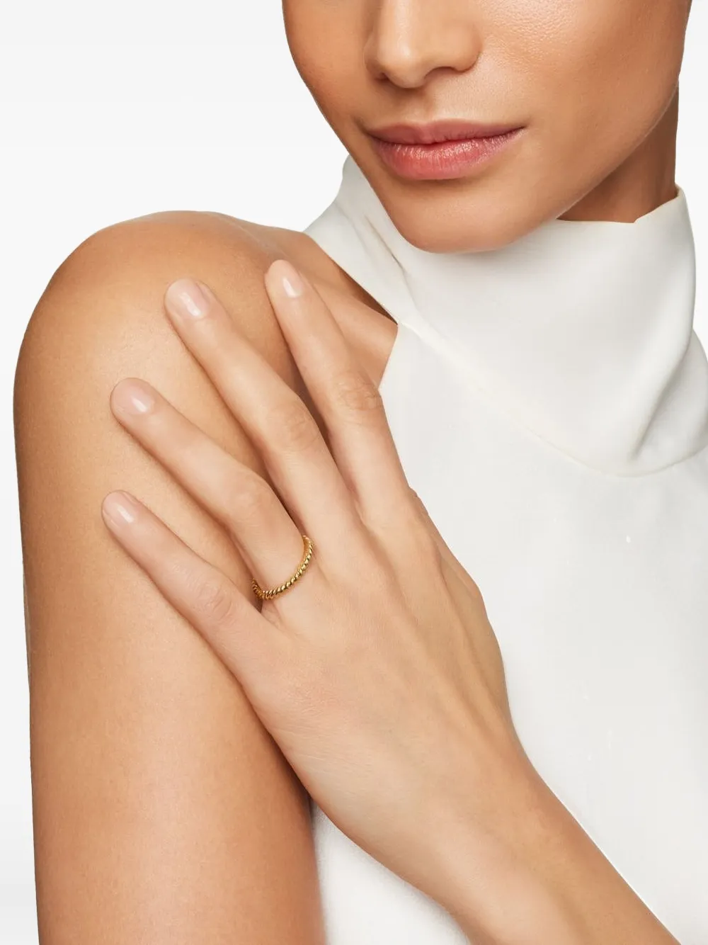 David Yurman 18k Yellow Gold Cable Ring In Brown