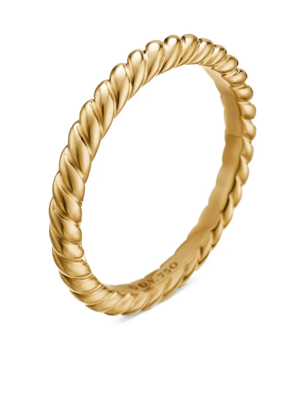 David Yurman 18k Yellow Gold Cable Ring In Brown