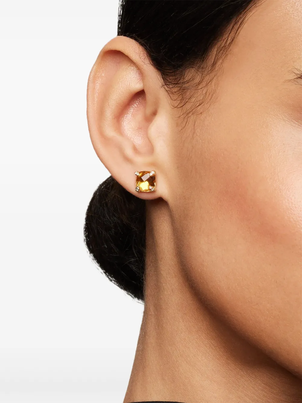  David Yurman Pendientes Chatelaine De 8 Mm En Oro Amarillo De 18 Ct Con Citrino Y Diamantes - Dorado 