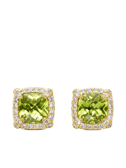 David Yurman aretes Chateleine en oro amarillo de 18kt con diamantes y peridoto de 5mm