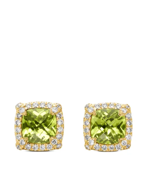 Puces d'oreilles Châtelaine en 18ct serties de péridot et pavées de diamants (5 mm) - David Yurman - Modalova