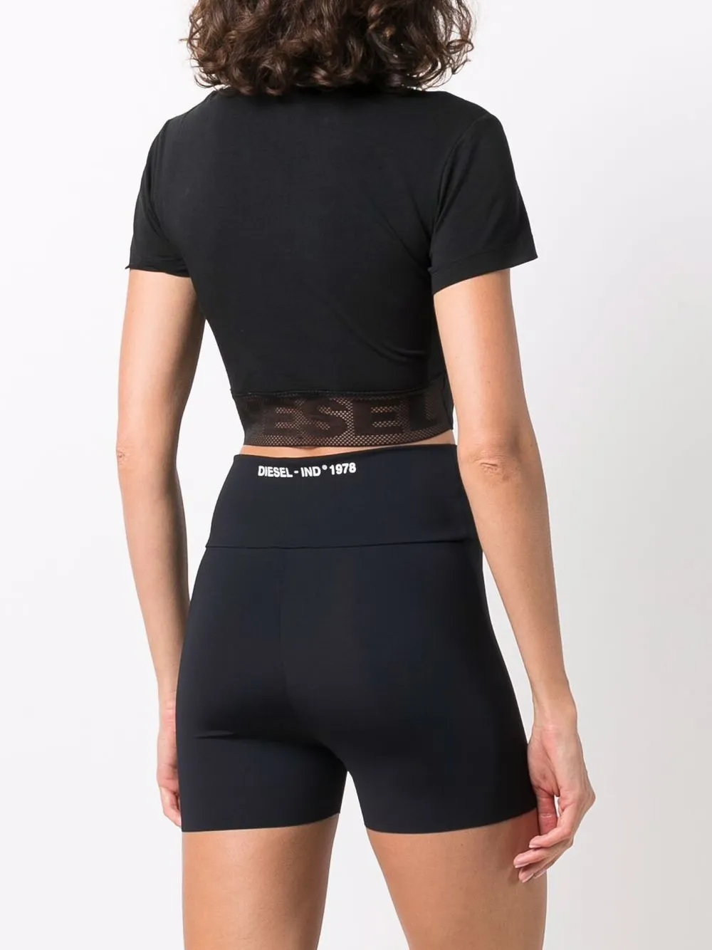 фото Diesel укороченная футболка с сетчатой вставкой