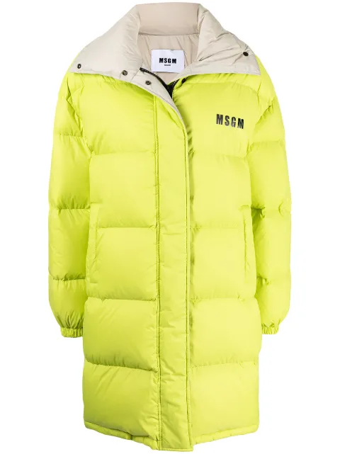 MSGM logo-print hooded padded coat 