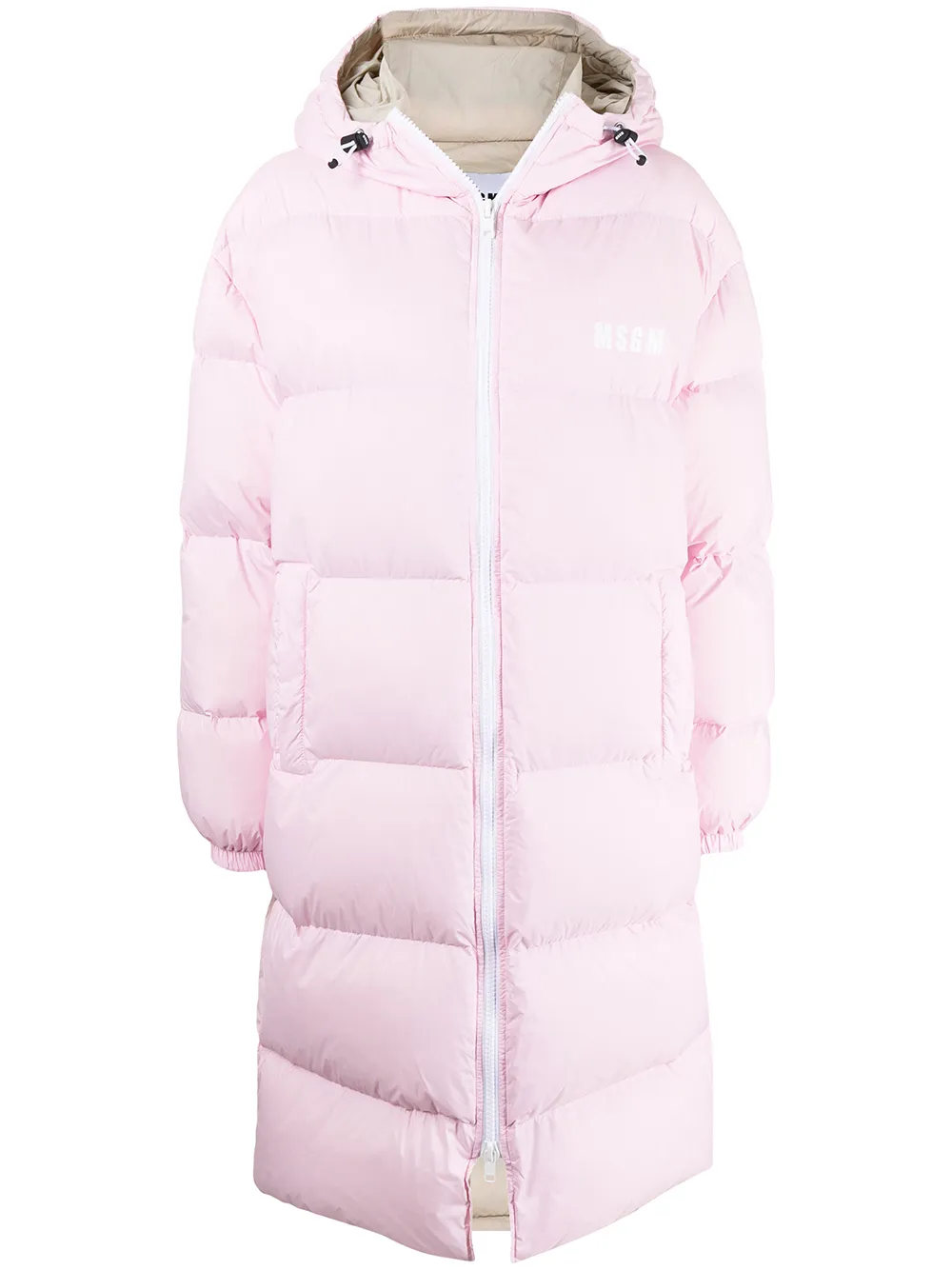 

MSGM logo-print hooded padded coat - Pink