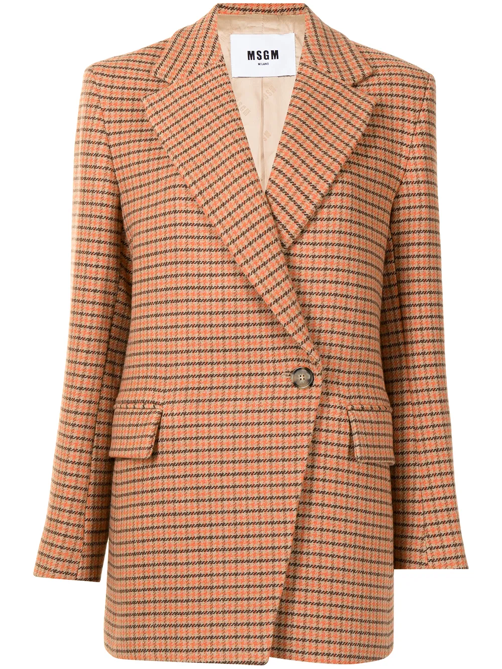 

MSGM off-centre fastening checked blazer - Brown