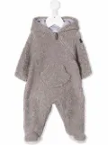 Il Gufo bunny ear-detail hooded romper - Grey