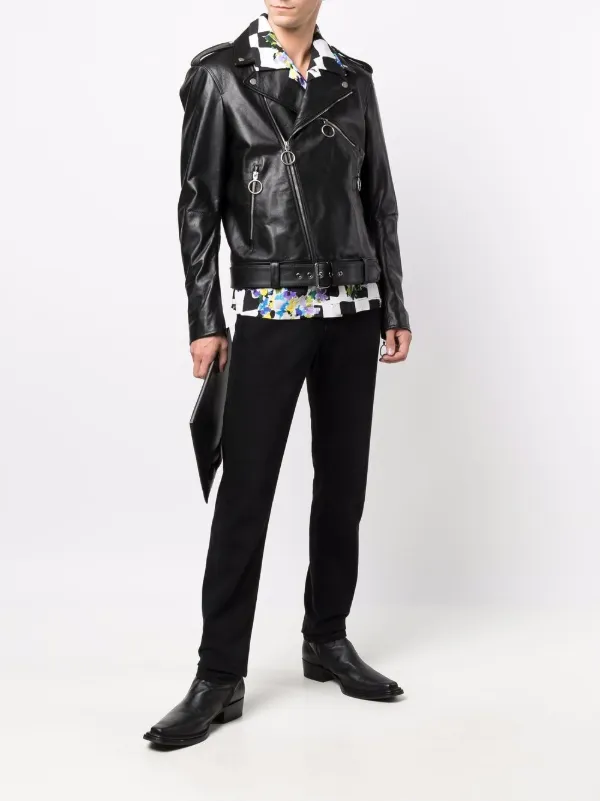 Off-White graphic-print Biker Jacket - Farfetch