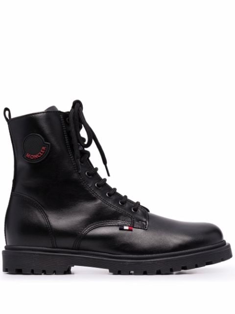 Moncler Enfant lace-up leather boots