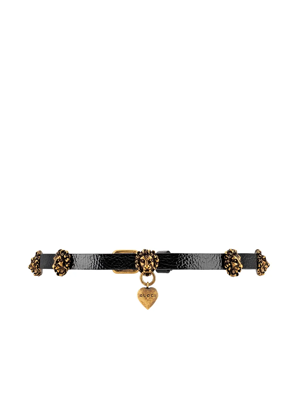 Gucci Lion Head Leather Choker Necklace 