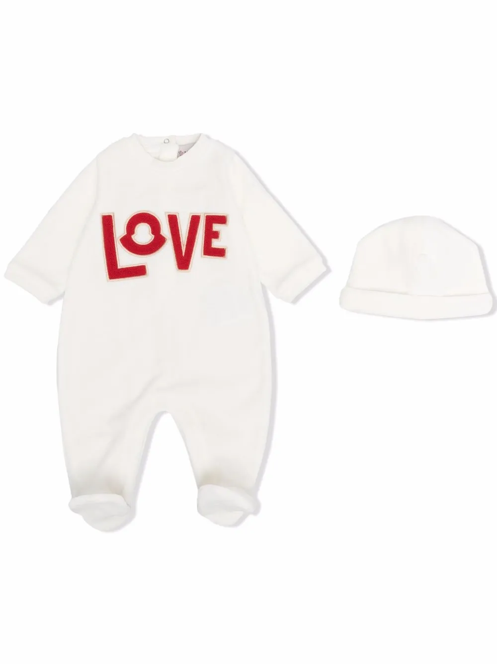 

Moncler Enfant set de mameluco con logo Love - Blanco