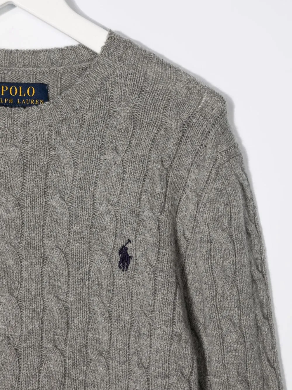 Shop Polo Ralph Lauren Cable-knit Crew-neck Jumper In Grey