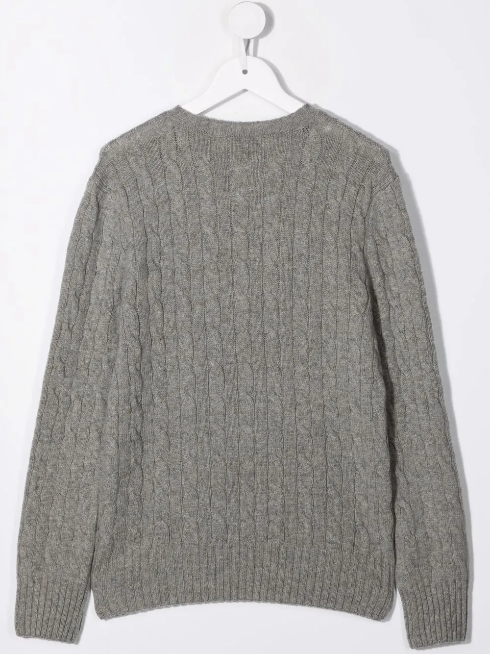 Shop Polo Ralph Lauren Cable-knit Crew-neck Jumper In Grey