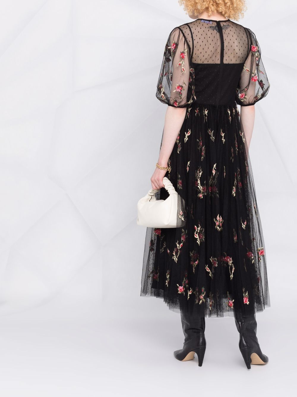 фото Red valentino платье из тюля с цветочной вышивкой