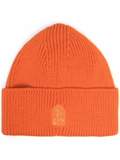 logo-patch ribbed beanie