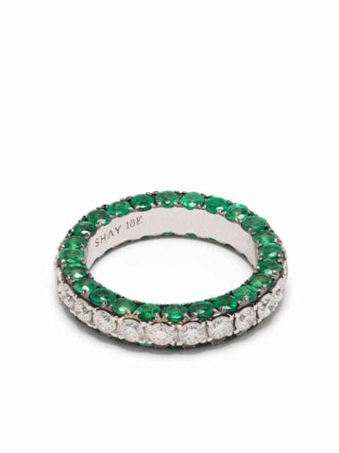 SHAY 18kt white gold emerald and diamond ring