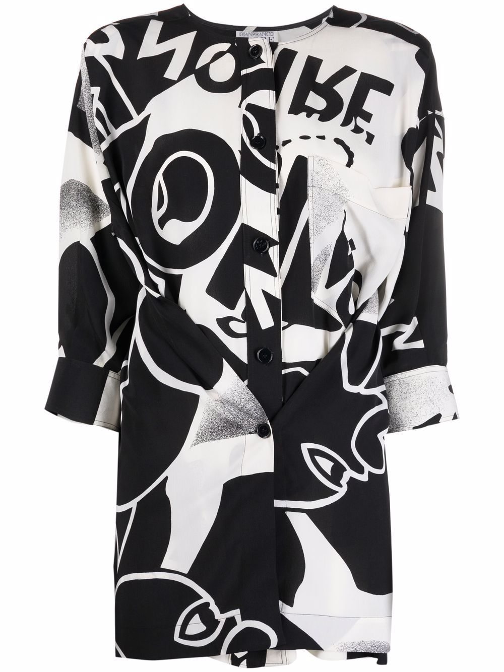 фото Gianfranco ferré pre-owned abstract-print wrap blouse