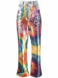 Philipp Plein tie dye-print sequinned jeans - Blue
