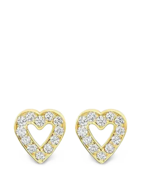Jennifer Meyer Mini Open Heart Diamond Earrings in Gold